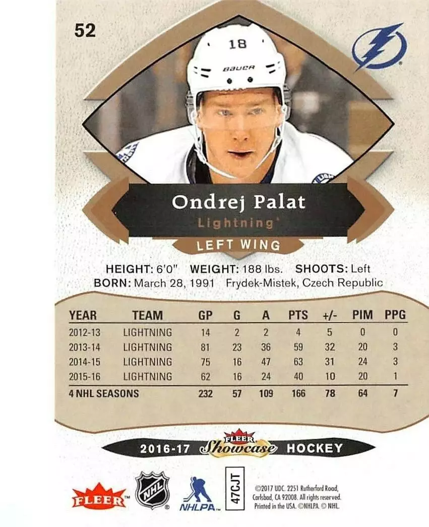 2016-17 Fleer Showcase #52 Ondrej Palat 1