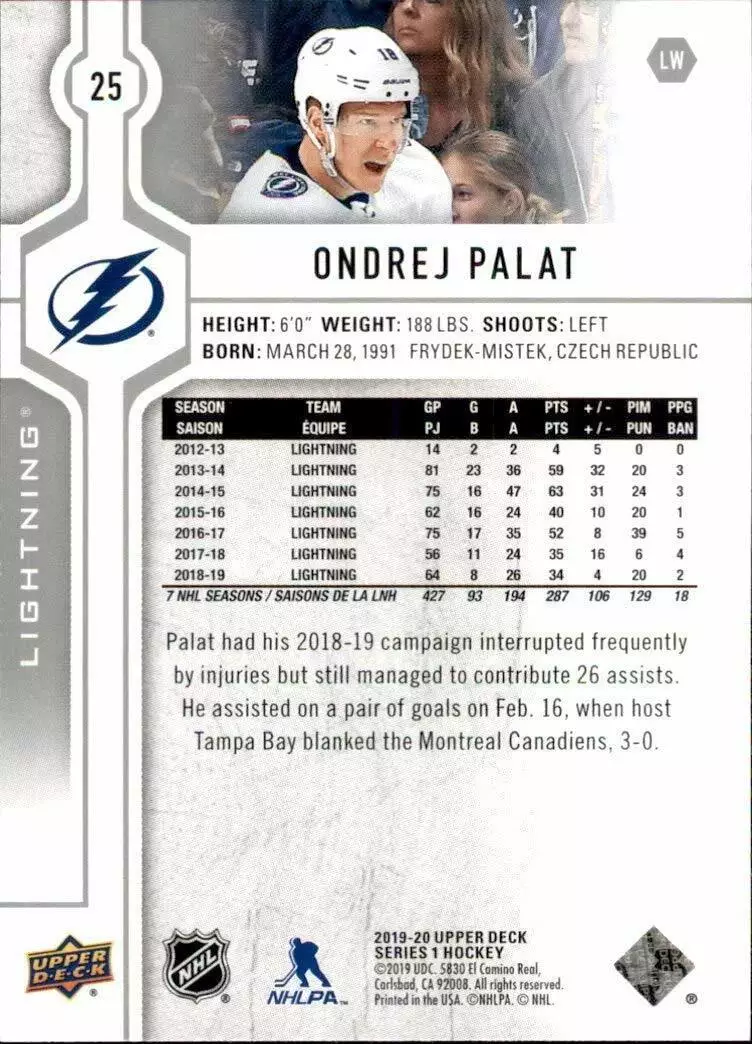 2019-20 Upper Deck #25 Ondrej Palat 1