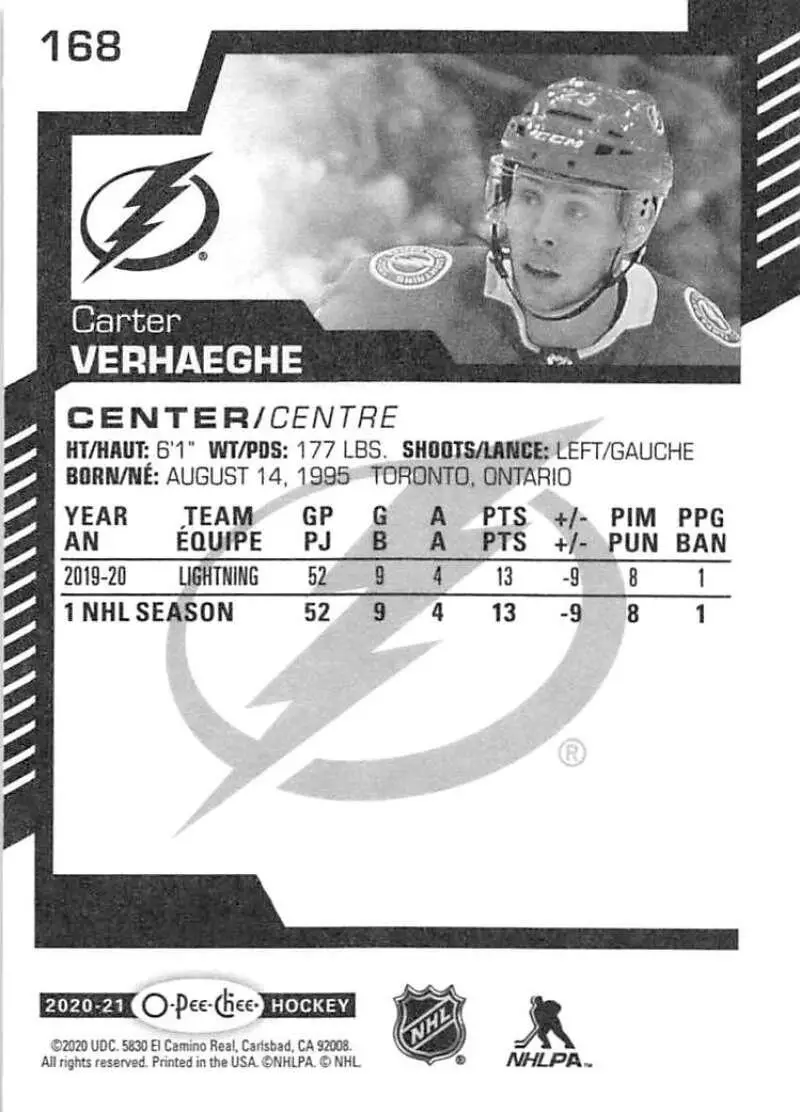 2020-21 O-Pee-Chee #168 Carter Verhaeghe 1