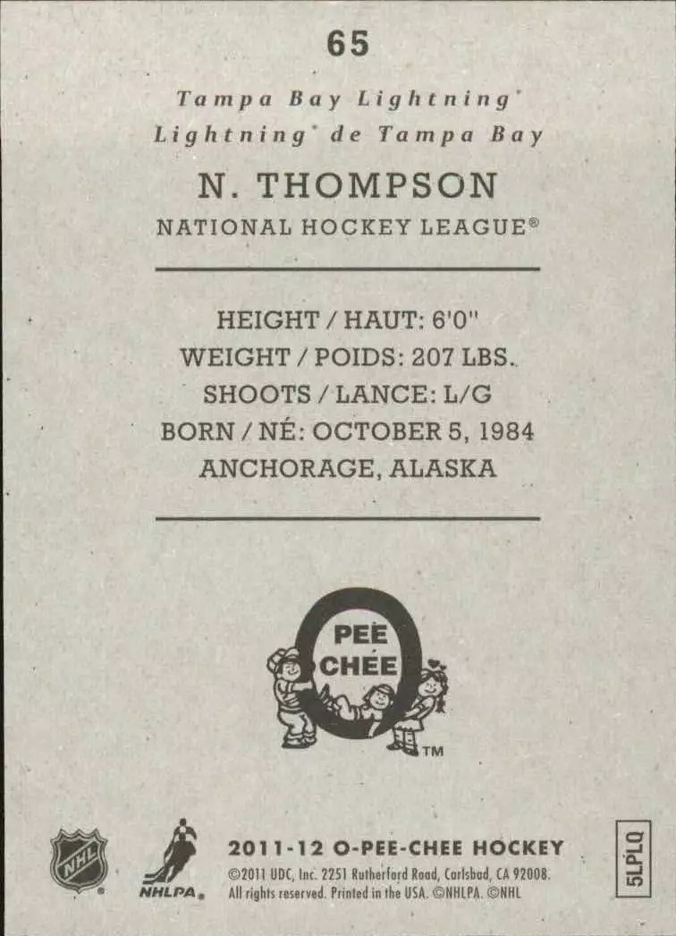 2011-12 O-Pee-Chee Retro #65 Nate Thompson 1