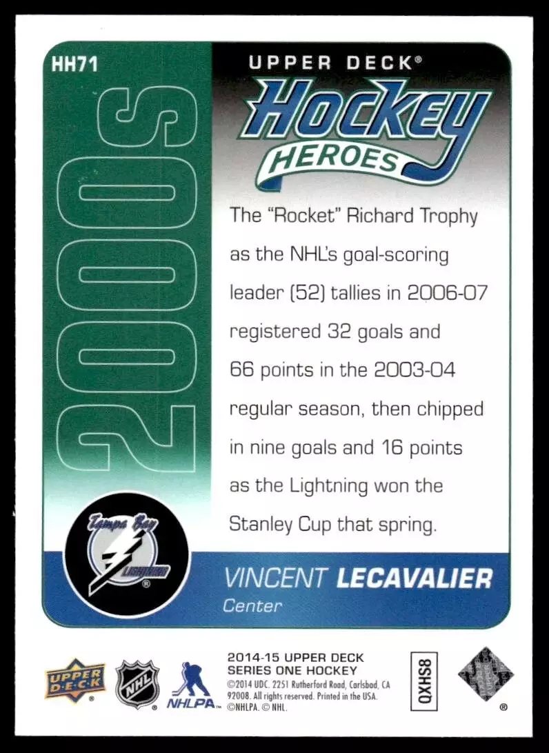 2014-15 Upper Deck Hockey Heroes #HH71 Vincent Lecavalier 1
