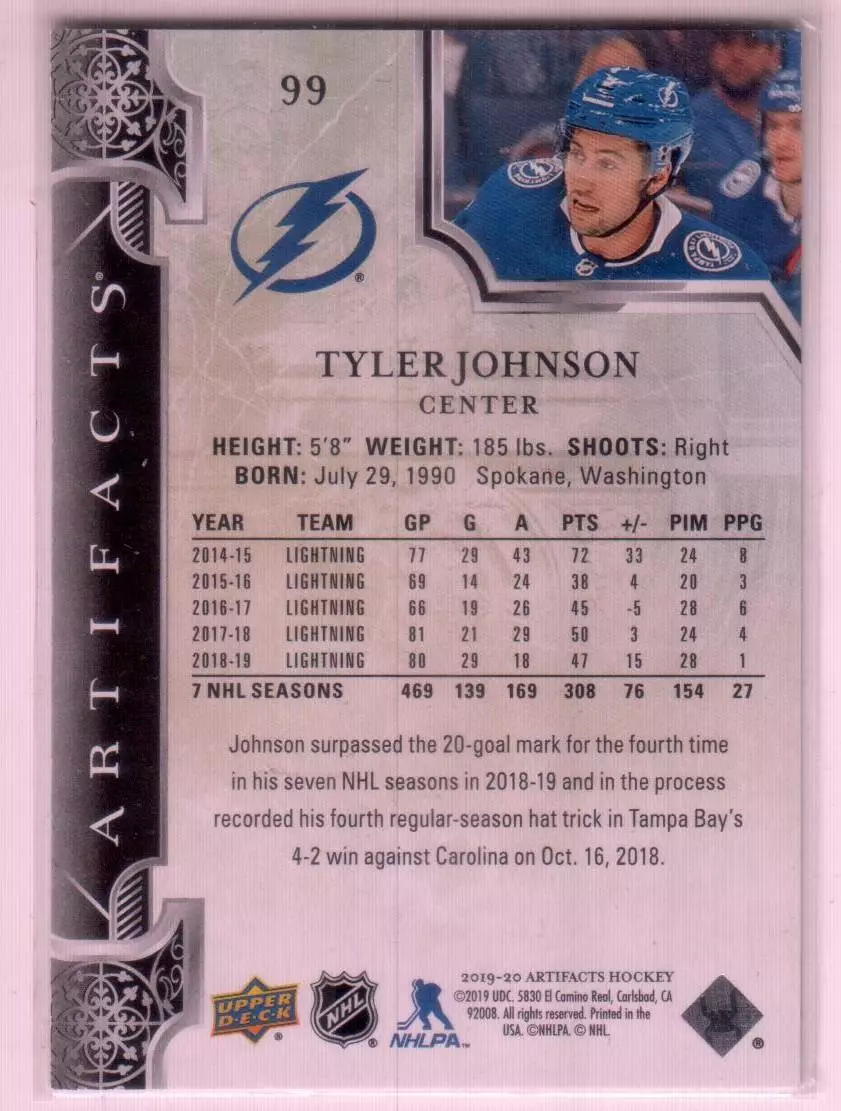 2019-20 Artifacts Emerald #99 Tyler Johnson 22\99 1
