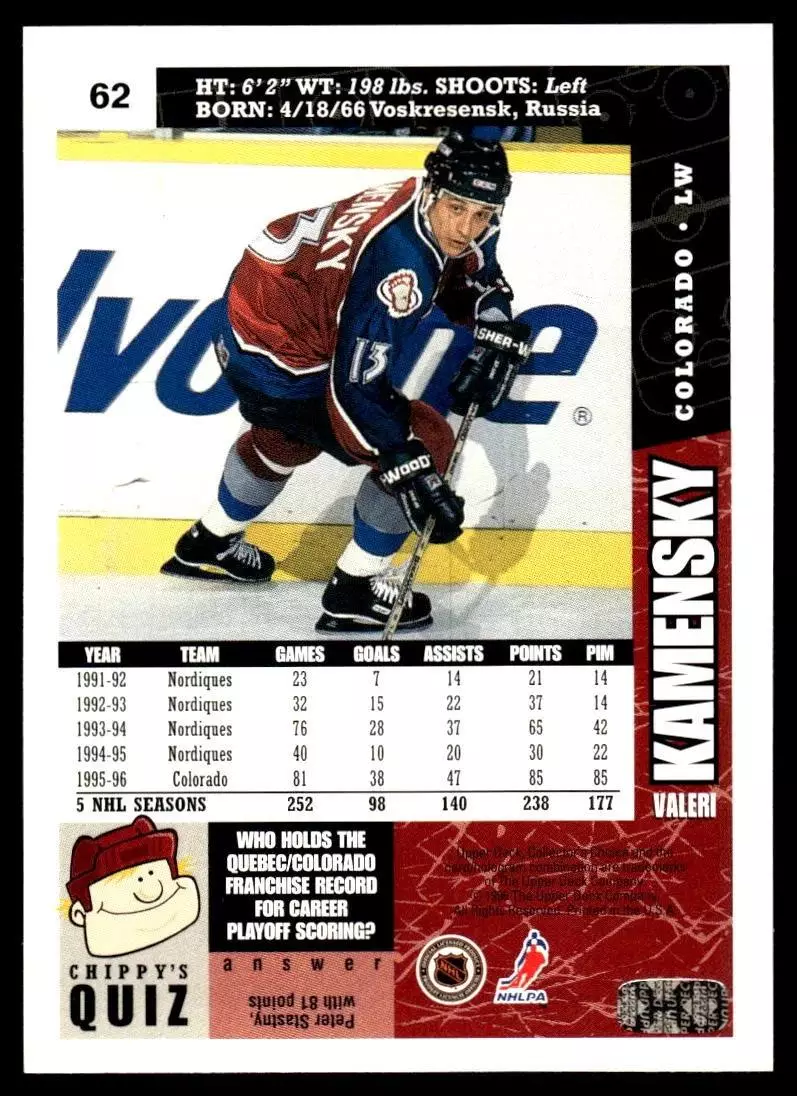 1996-97 Collector's Choice #62 Valeri Kamensky 1