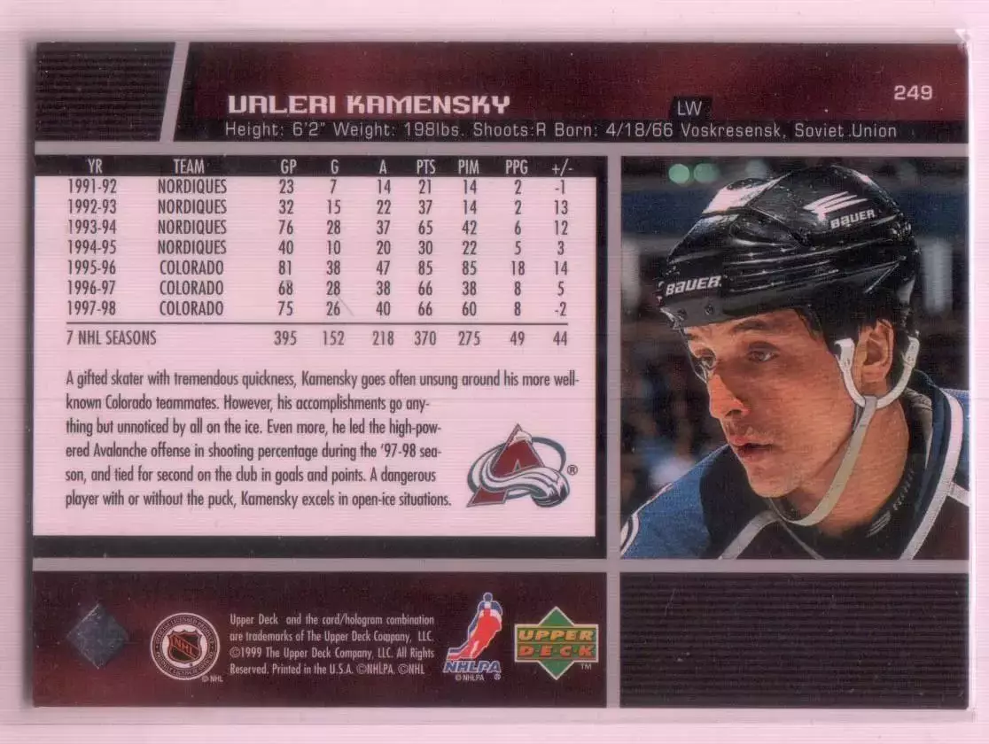 1998-99 Upper Deck Gold Reserve #249 Valeri Kamensky 1