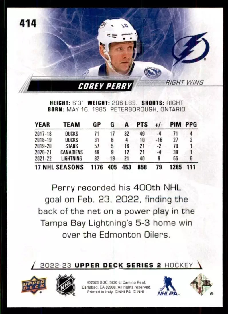 2022-23 Upper Deck #414 Corey Perry 1