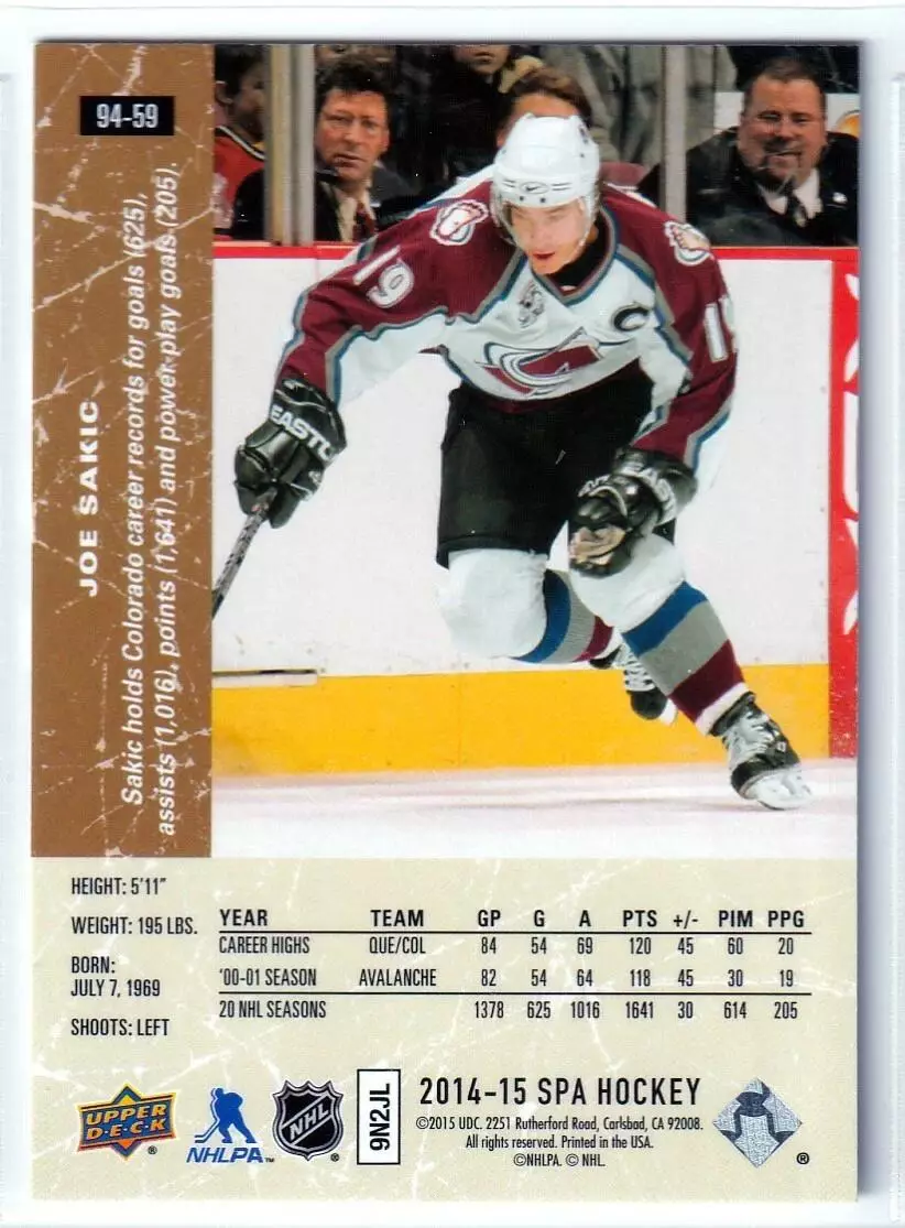 2014-15 SP Authentic '94-95 SP Retro #59 Joe Sakic 1
