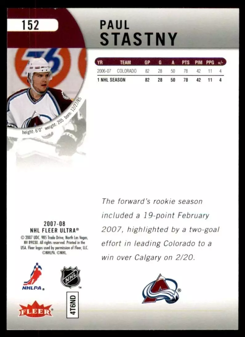 2007-08 Ultra #152 Paul Stastny 1