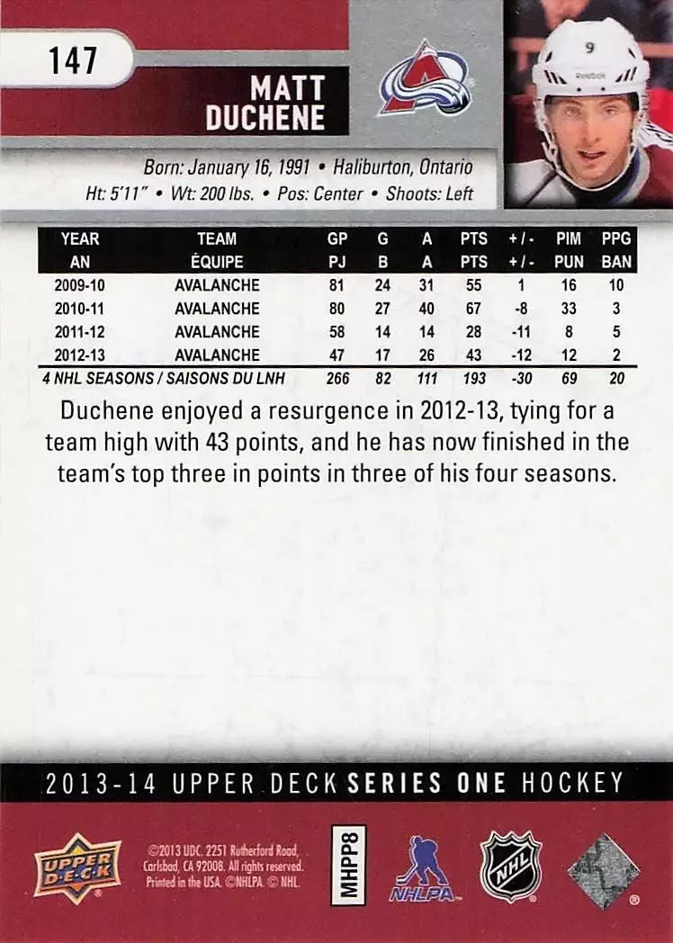 2013-14 Upper Deck #147 Matt Duchene 1