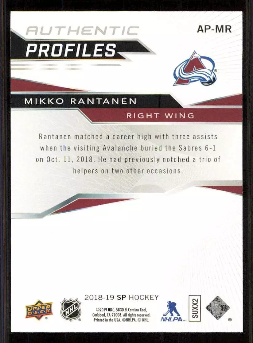 2018-19 SP Authentic Profiles Blue #APMR Mikko Rantanen 1