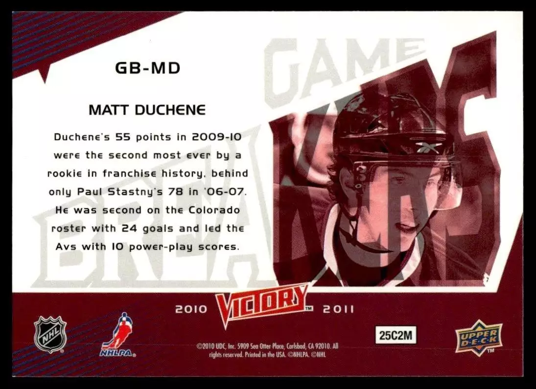2010-11 Upper Deck Victory Game Breakers #GBMD Matt Duchene 1