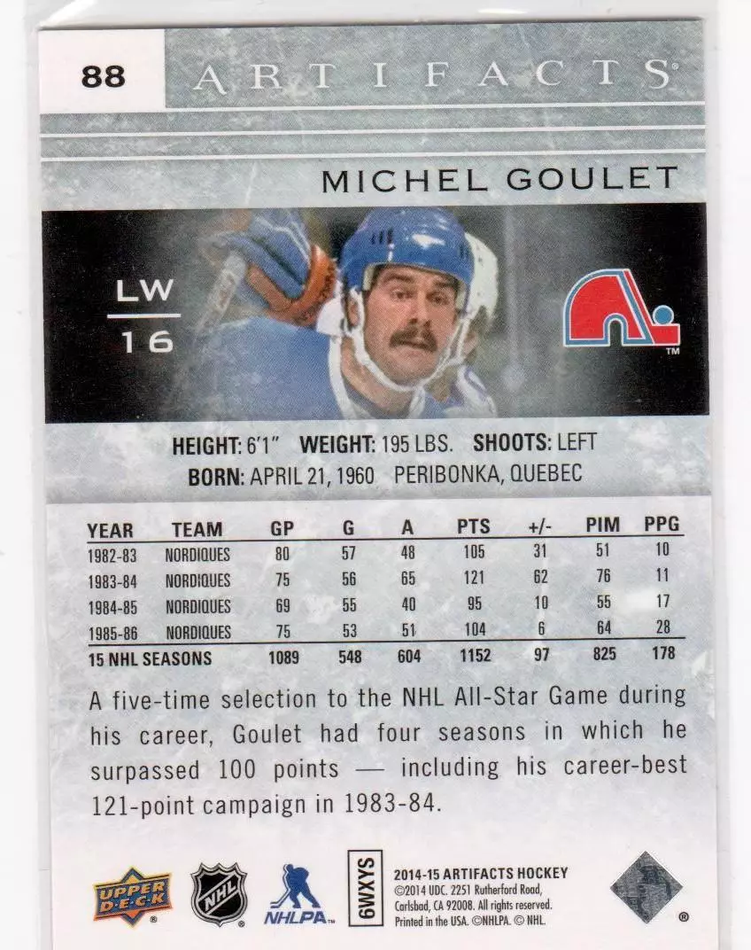 2014-15 Artifacts Ruby #88 Michel Goulet 148\599 1