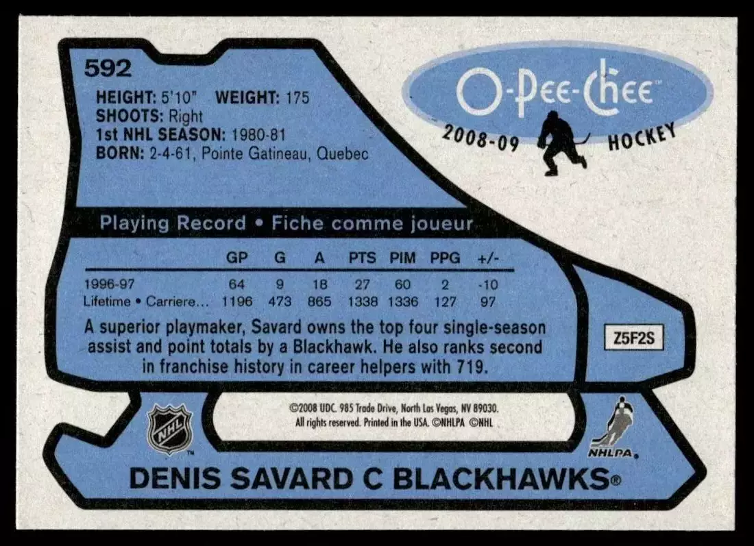 2008-09 O-Pee-Chee 1979-80 Retro #592 Denis Savard 1