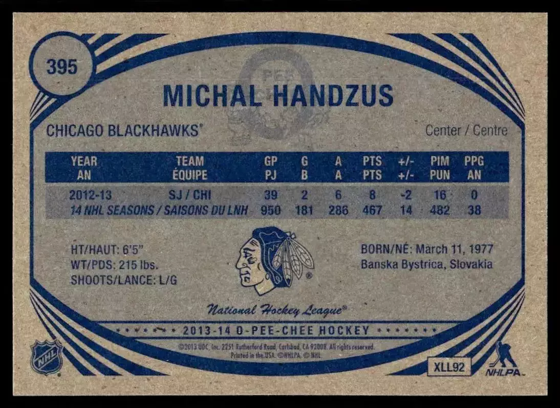 2013-14 O-Pee-Chee Retro #395 Michal Handzus 1