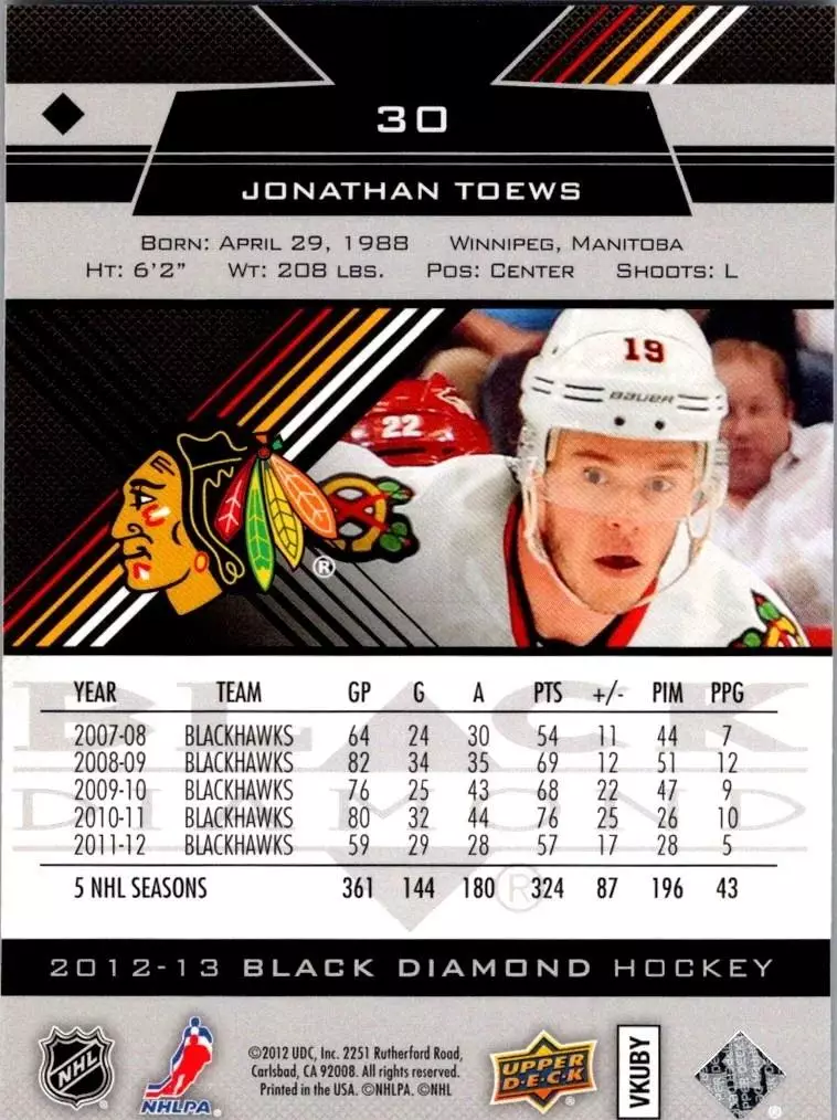 2012-13 Black Diamond #30 Jonathan Toews 1