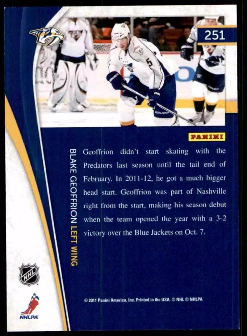 2011-12 Pinnacle #251 Blake Geoffrion RC 1