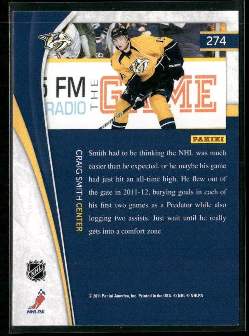 2011-12 Pinnacle #274 Craig Smith RC 1