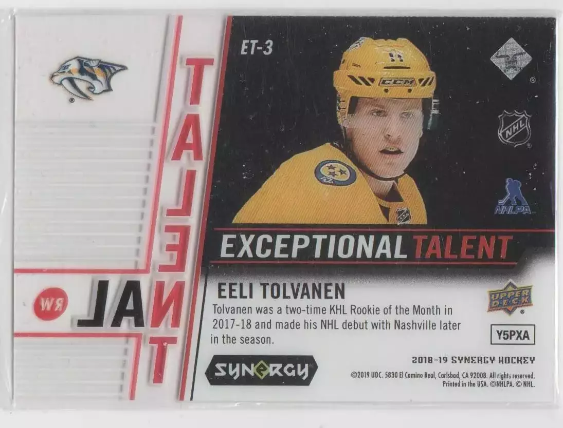 2018-19 Synergy Exceptional Talent #ET3 Eeli Tolvanen 741\749 1