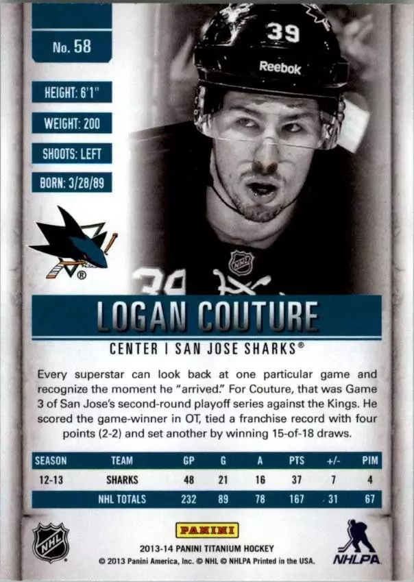 2013-14 Panini Titanium Retail #58 Logan Couture 1