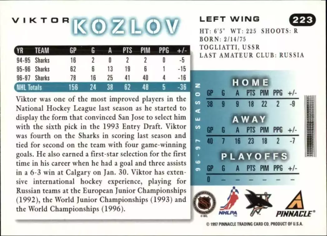 1997-98 Score #223 Viktor Kozlov 1
