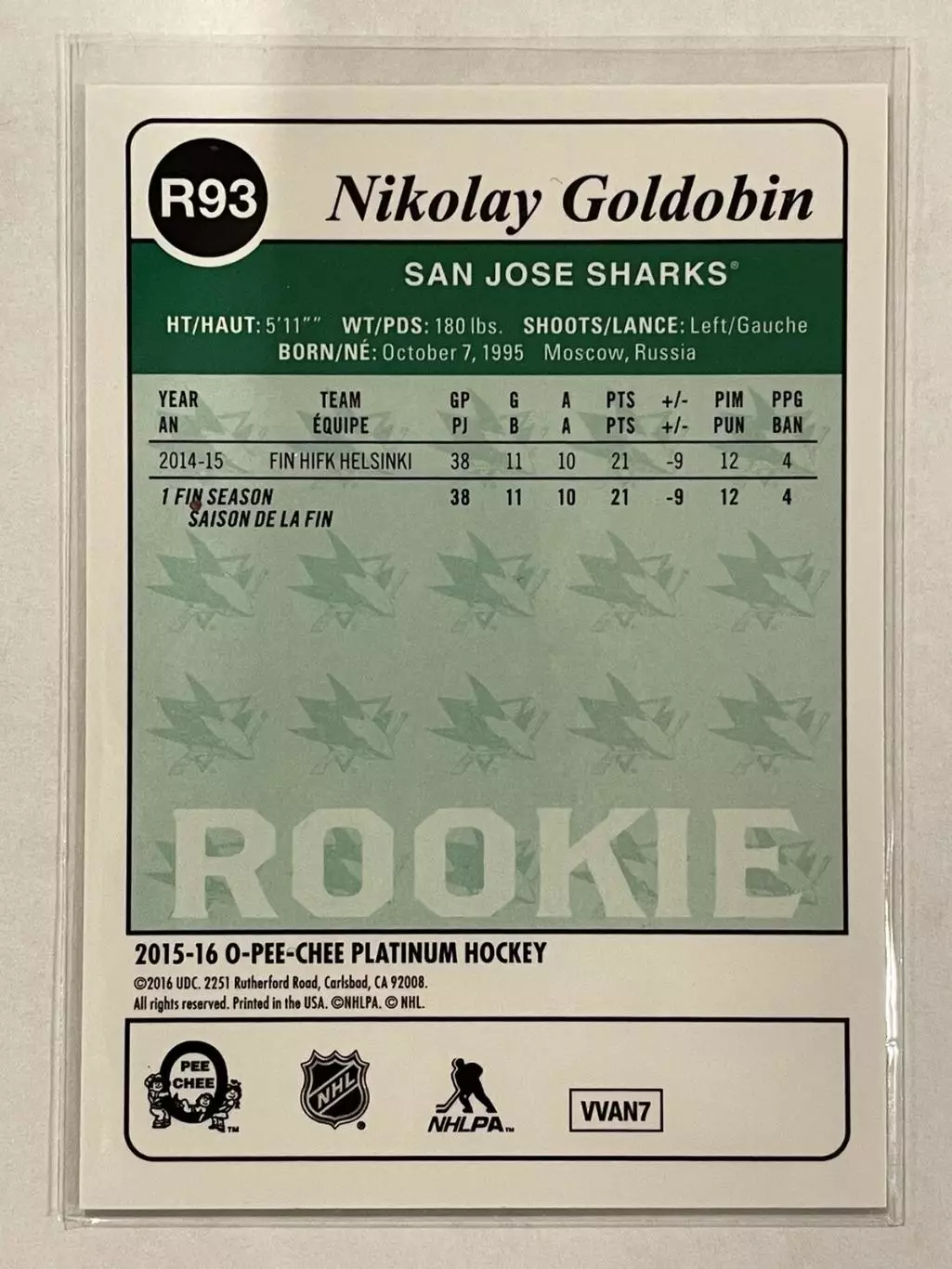 2015-16 O-Pee-Chee Platinum Retro #R93 Nikolay Goldobin 1