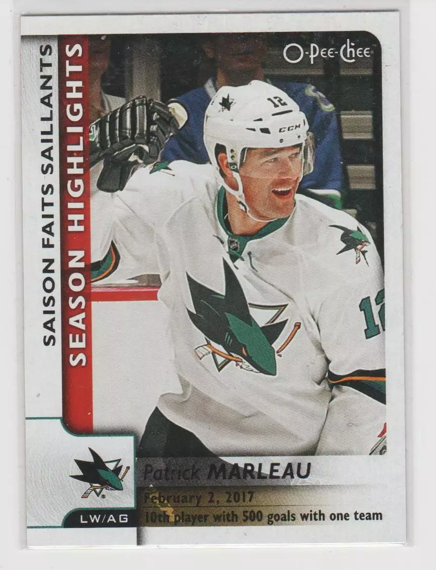 2017-18 O-Pee-Chee #557 Patrick Marleau SH