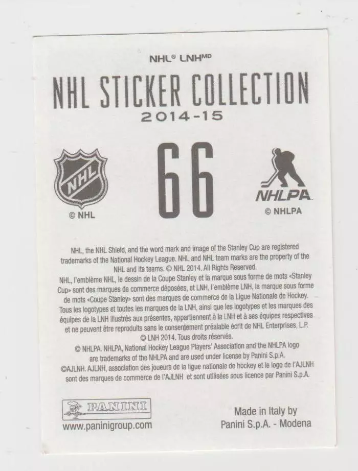 PANINI NHL 2014-2015 #66 Jonas Gustavsson 1