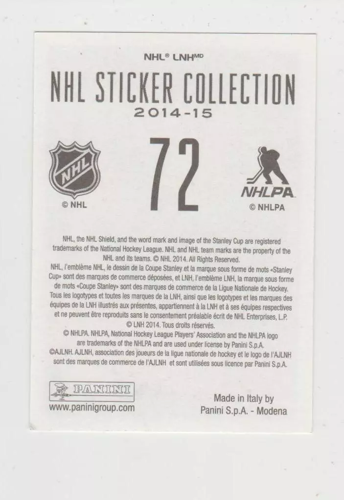 PANINI NHL 2014-2015 #72 Tomas Tatar 1
