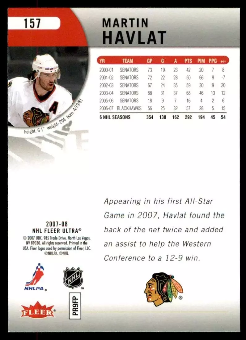 2007-08 Ultra #157 Martin Havlat 1