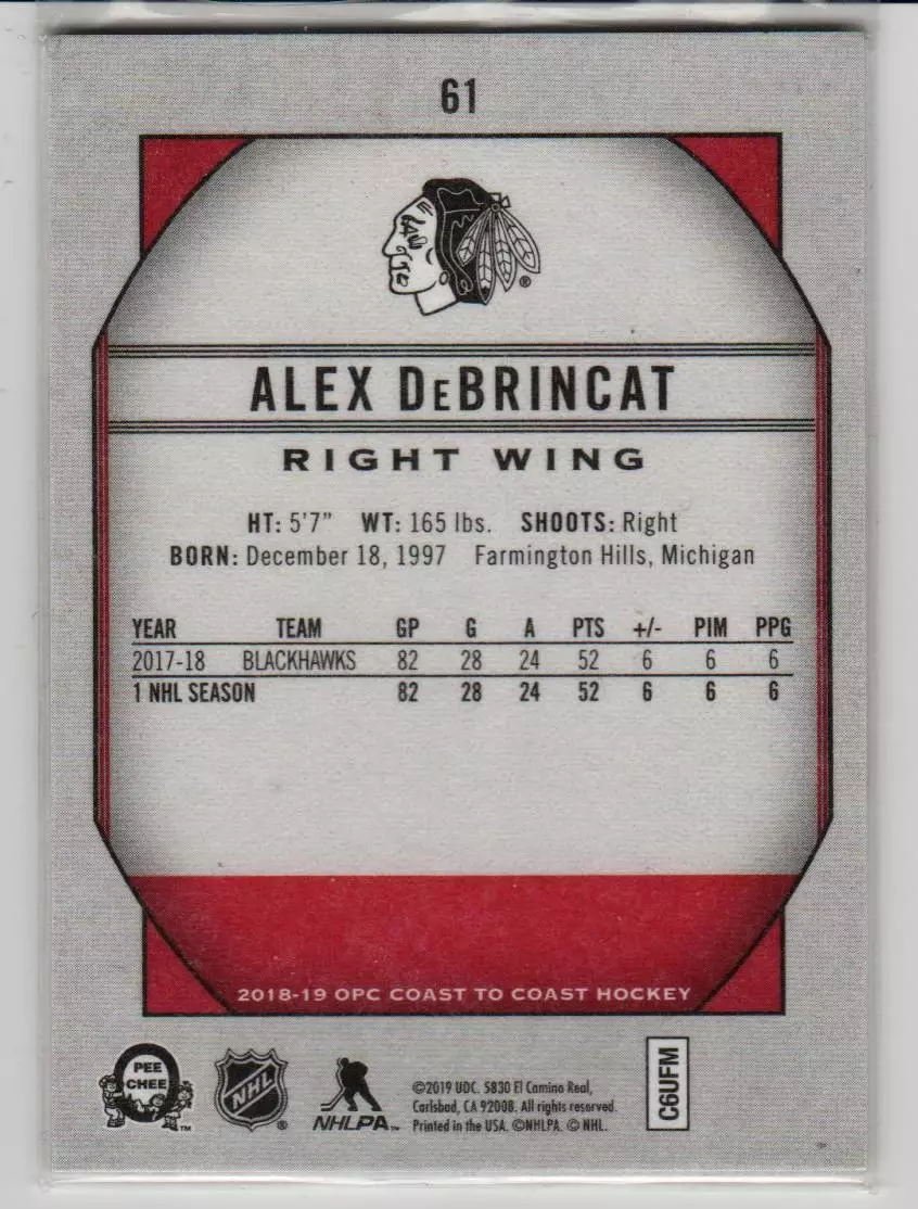 2018-19 O-Pee-Chee Coast to Coast #61 Alex DeBrincat 1