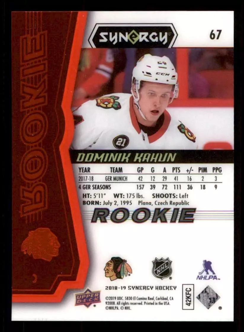 2018-19 Synergy Red #67 Dominik Kahun 1
