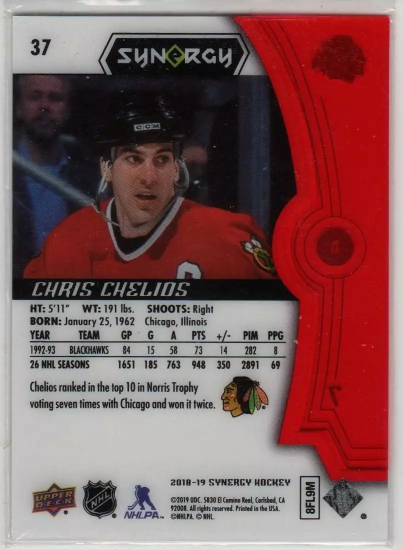 2018-19 Synergy Red #37 Chris Chelios 1