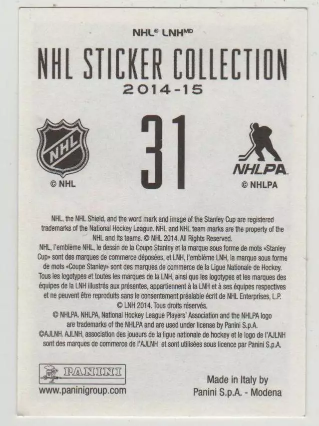 PANINI NHL 2014-2015 #31 Drew Stafford 1