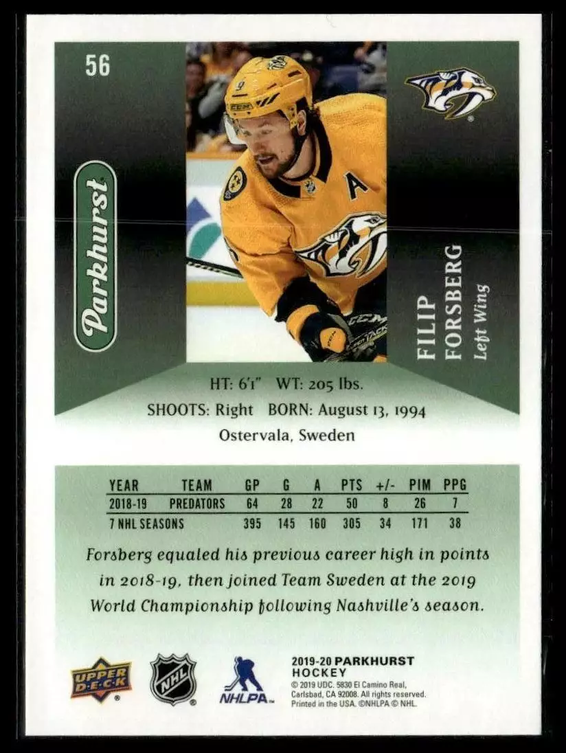2019-20 Parkhurst #56 Filip Forsberg 1
