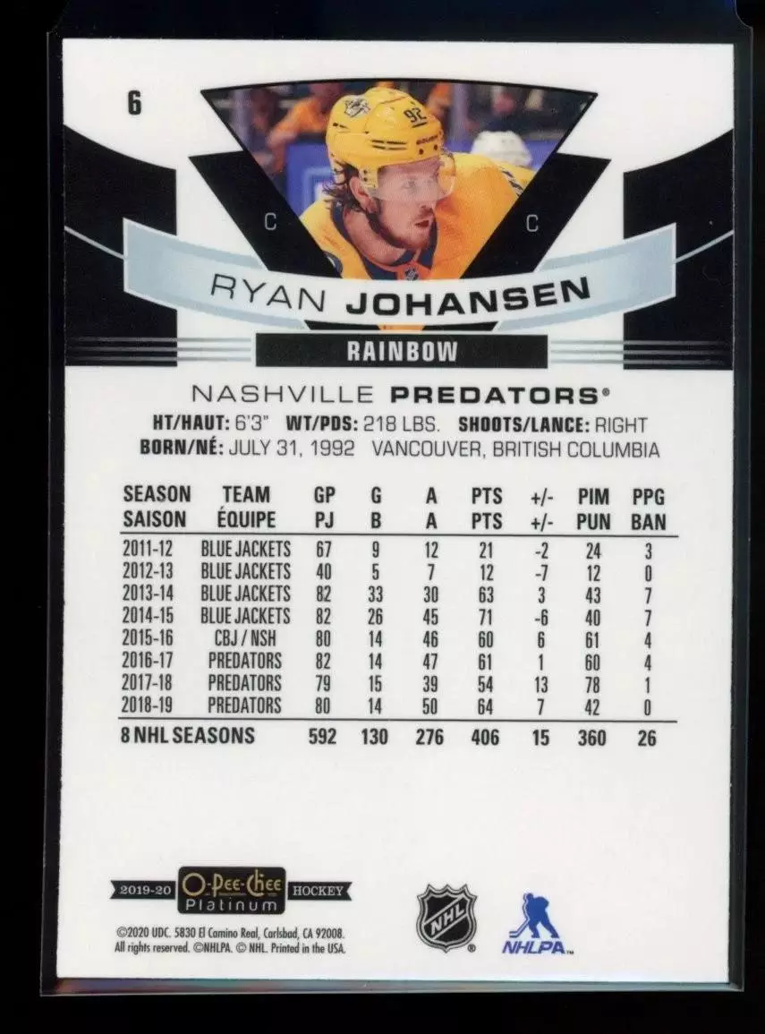 2019-20 O-Pee-Chee Platinum Rainbow #6 Ryan Johansen 1