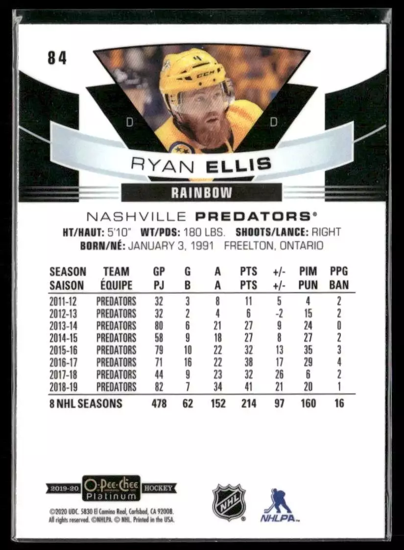 2019-20 O-Pee-Chee Platinum Rainbow #84 Ryan Ellis 1