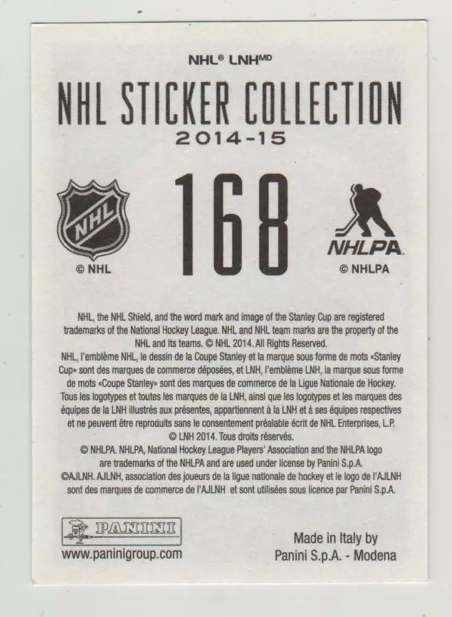PANINI NHL 2014-2015 #168 Vincent Lecavalier 1