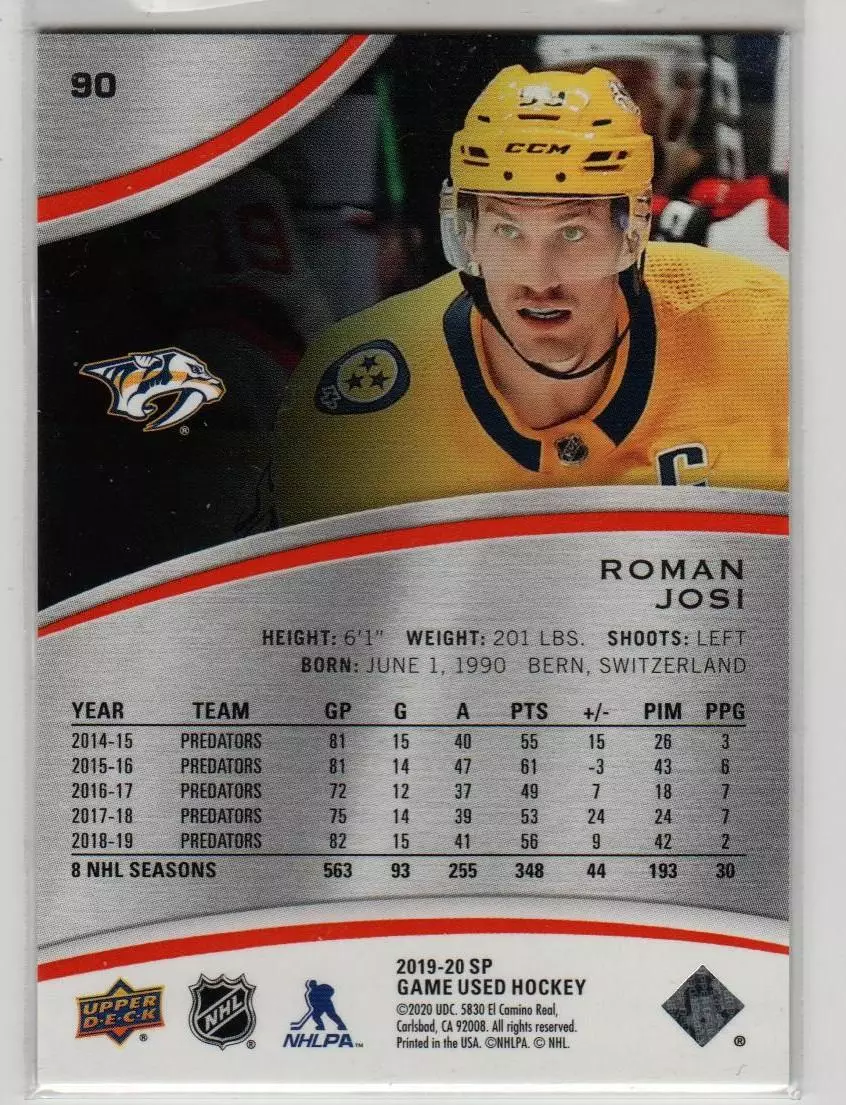 2019-20 SP Game Used Orange Rainbow #90 Roman Josi 098/108 1