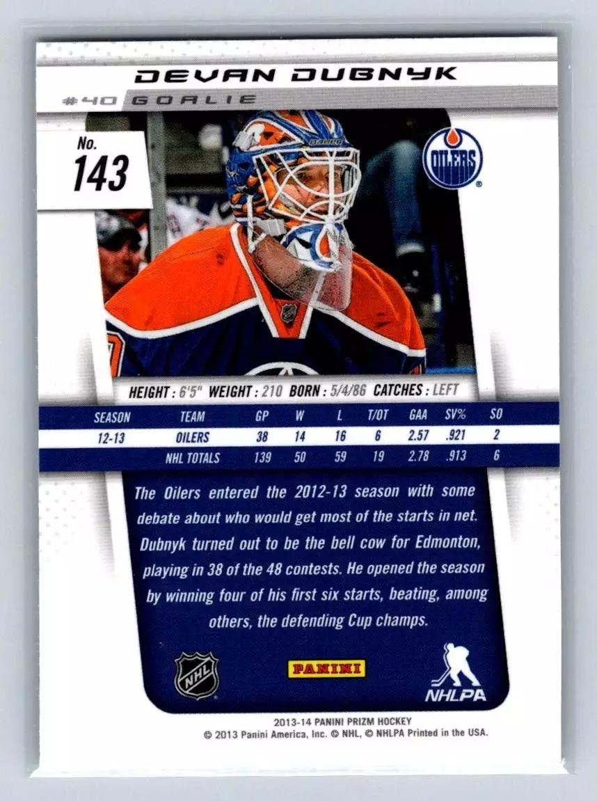 2013-14 Panini Prizm #143 Devan Dubnyk 1
