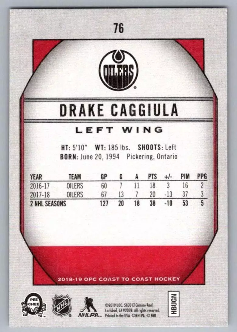 2018-19 O-Pee-Chee Coast to Coast #76 Drake Caggiula 1