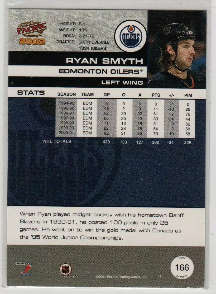 2001-02 Pacific #166 Ryan Smyth 1