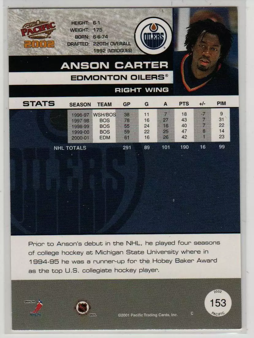 2001-02 Pacific #153 Anson Carter 1