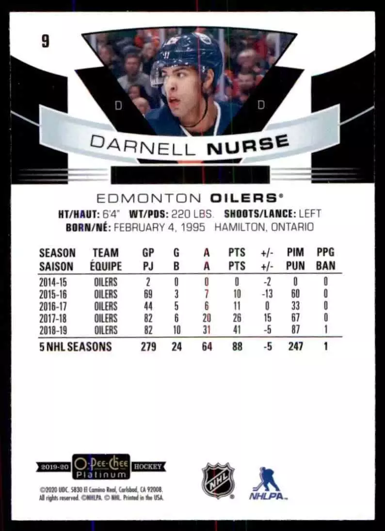 2019-20 O-Pee-Chee Platinum #9 Darnell Nurse 1