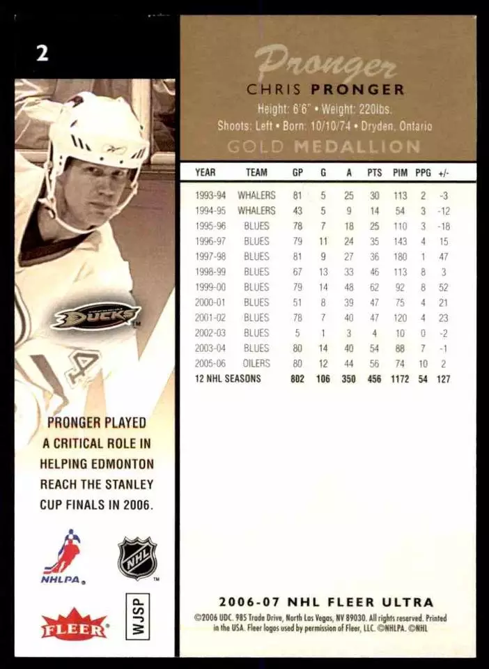2006-07 Ultra Gold Medallion #2 Chris Pronger 1