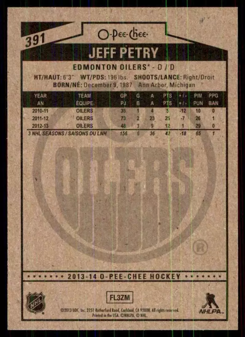 2013-14 O-Pee-Chee #391 Jeff Petry 1