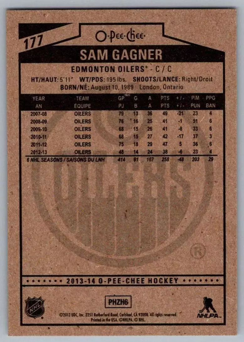 2013-14 O-Pee-Chee #177 Sam Gagner 1