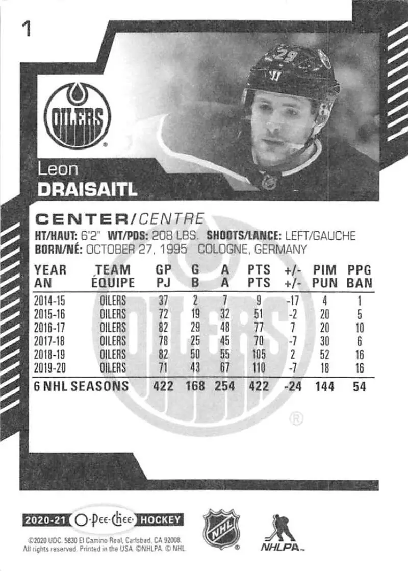 2020-21 O-Pee-Chee #1 Leon Draisaitl 1