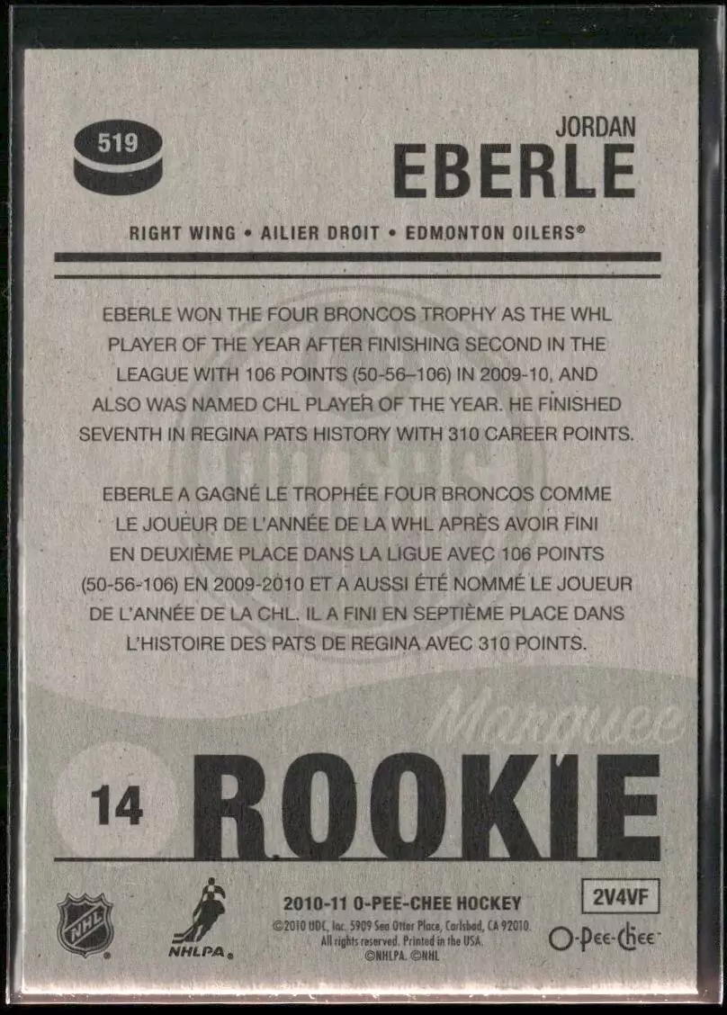 2010-11 O-Pee-Chee #519 Jordan Eberle RC 1