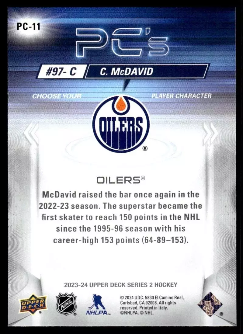 2023-24 Upper Deck PC's #PC11 Connor McDavid 1