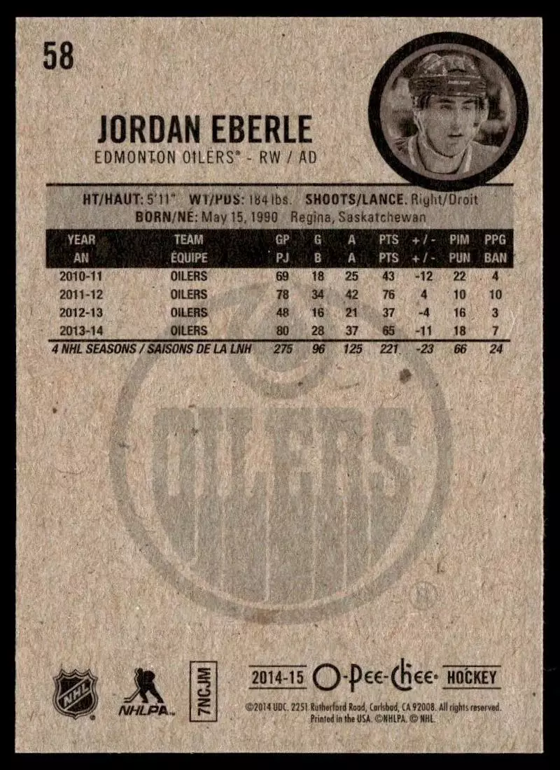 2014-15 O-Pee-Chee #58 Jordan Eberle 1