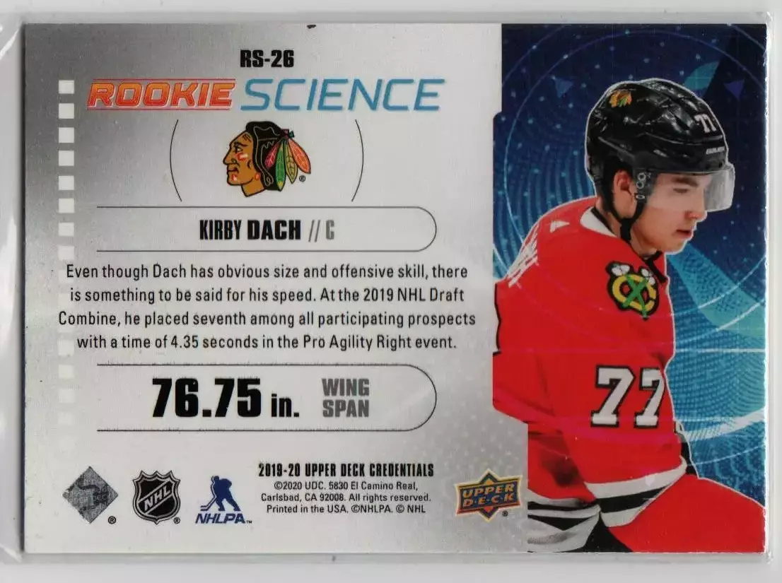 2019-20 Upper Deck Credentials Rookie Science #RS26 Kirby Dach 1